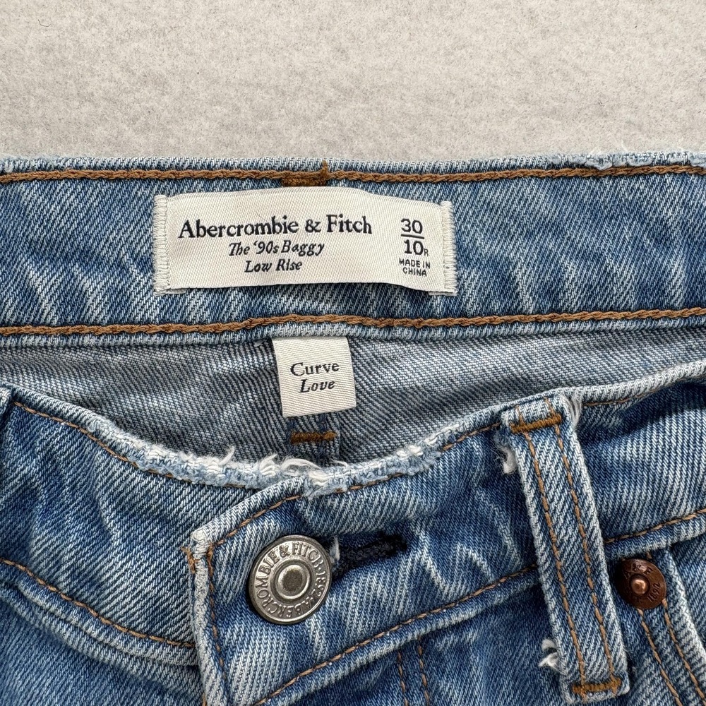 Abercrombie & Fitch 90s Baggy Straight Jeans Womens 10 Blue Low Rise Curve Love - Picture 4 of 12